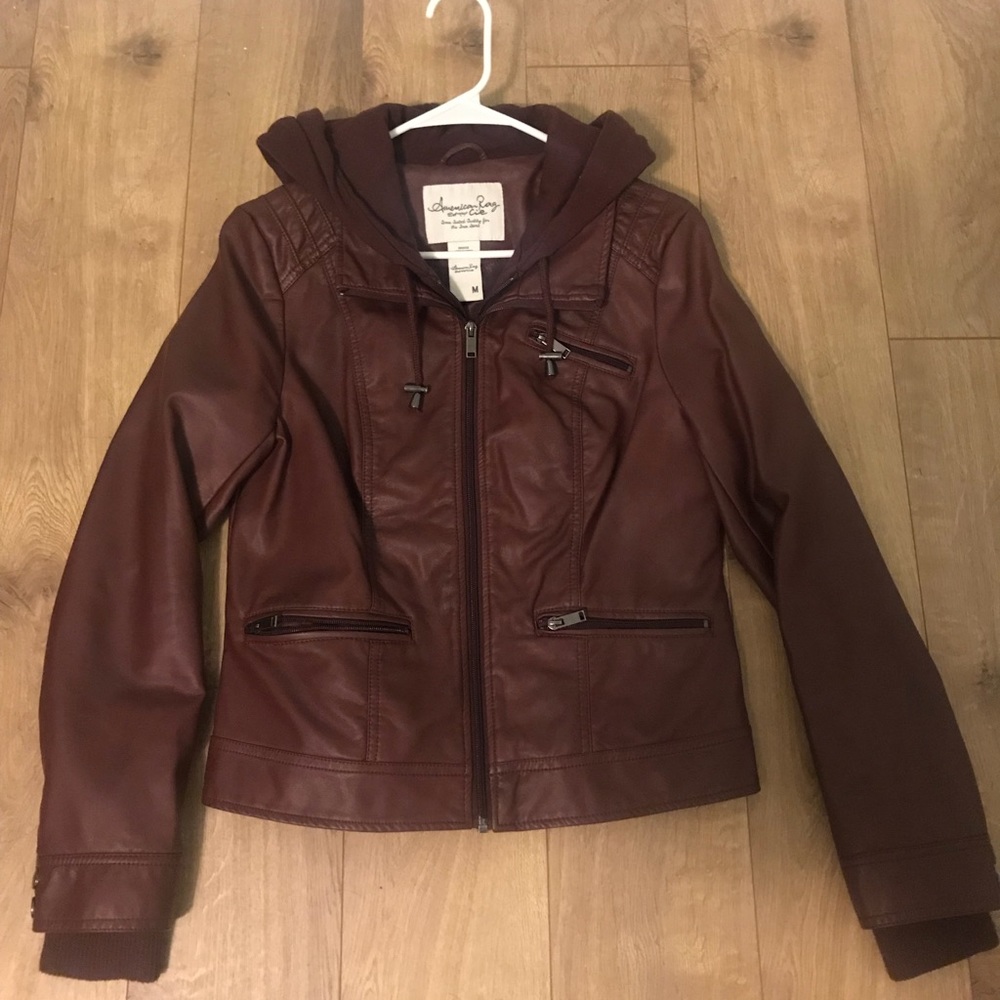 Burgundy hooded jacket